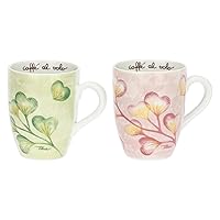 THUN - Set 2 Mug - porcellana - Collezione Cuori in fiore - 13 x 6 cm