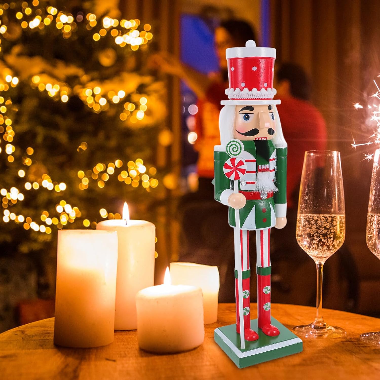 SHERCHPRY Christmas Nutcracker Puppet Figurine Wooden Nutcracker Soldier Figure for Christmas Table Centerpiece and Desktop Decor