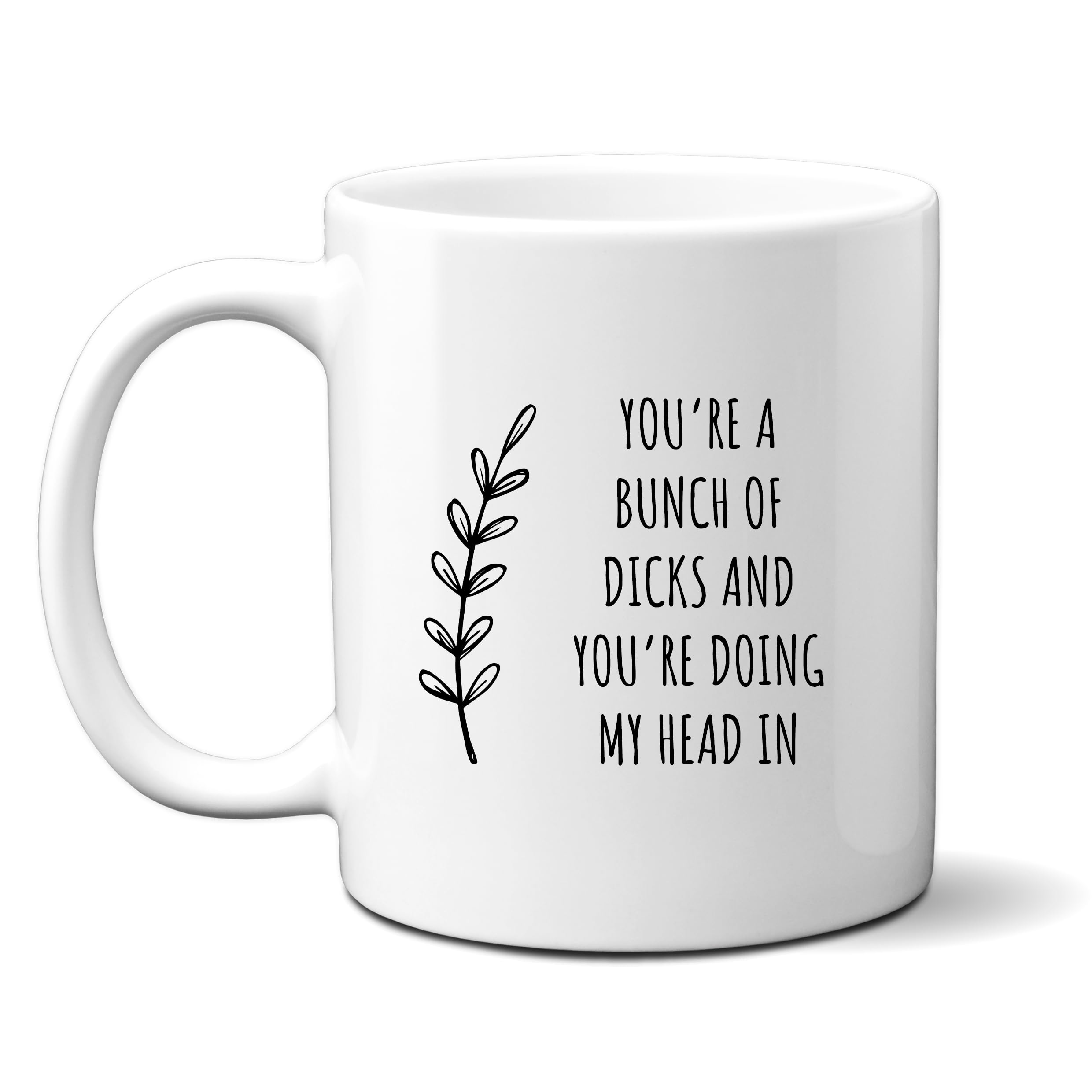 Denzie Digs You're A Bunch of Dicks and You're Doing My Head in Mug, Funny Rude Offensive Office Gift