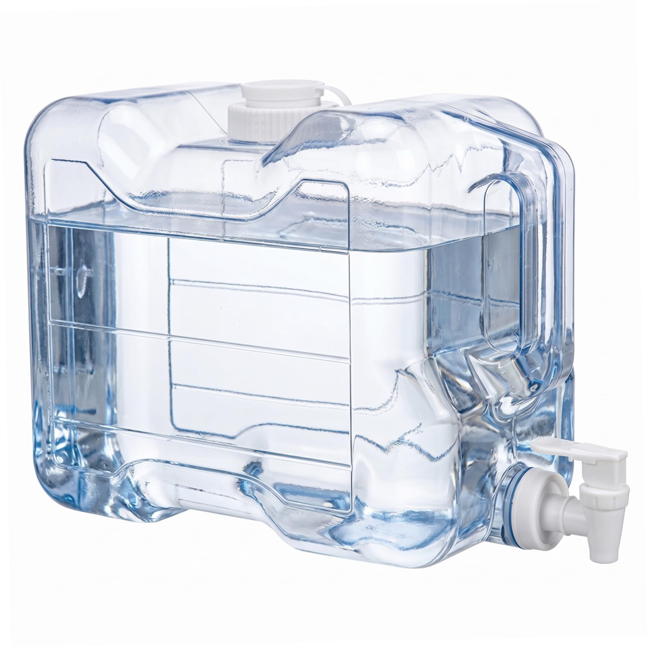 Gemuseeee 5.7L Transparent Square Refrigerator Water Container with Spigot Portable Fridge Water Dispenser with Handle - Blue