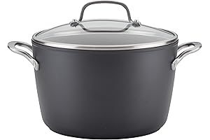 KitchenAid Hard Anodized 8-Quart Stock Pot/Stockpot with Lid, Matte Black