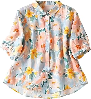 gufrina Women Mustard Multicolor Floral Print Button-Down Shirt with Elbow Sleeves and Collar Neck in Soft Breathable Fabric Ideal for Casual wear and Relaxed Styling-picture-21