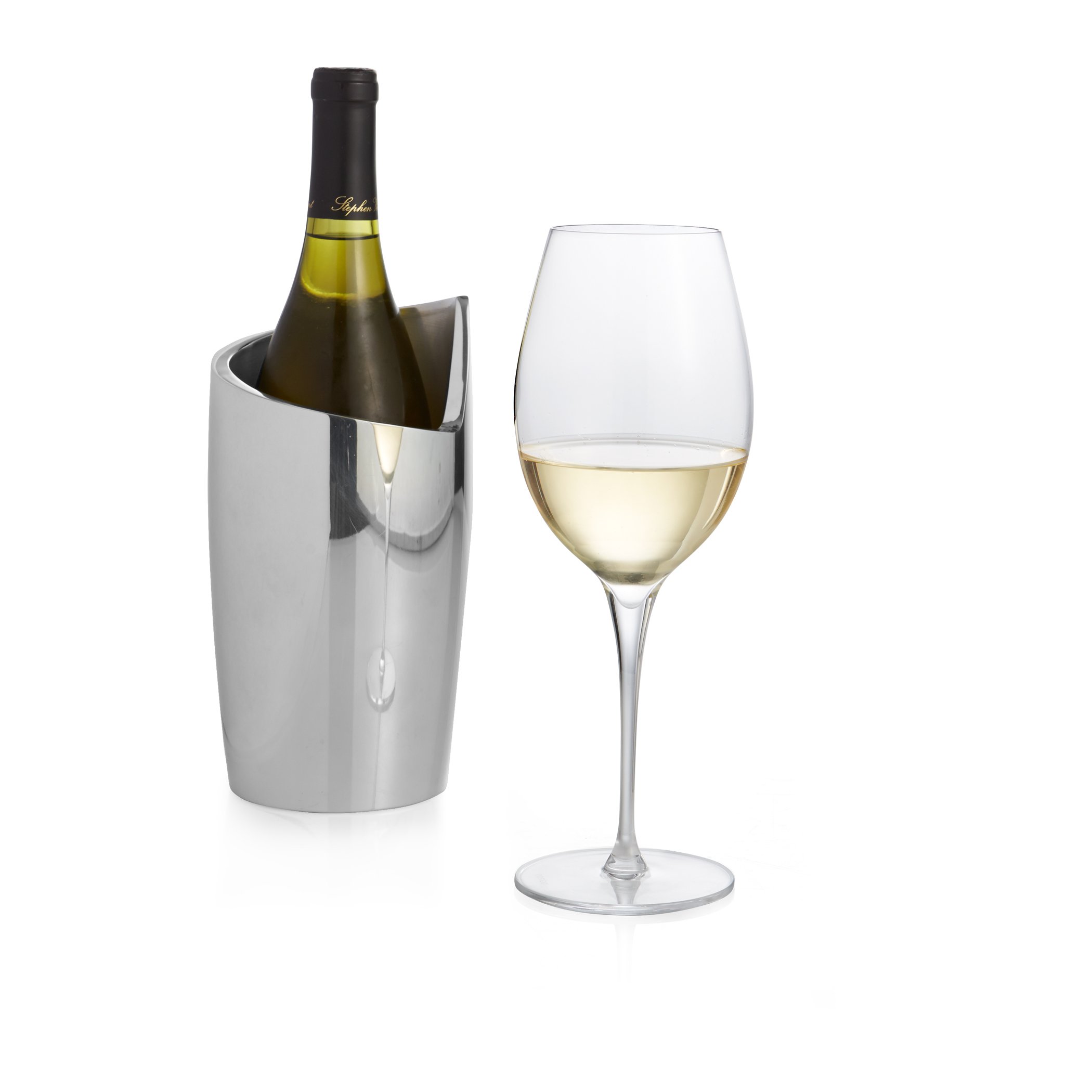 nambe Spiral Wine Chiller | Tabletop Metal Wine Cooler Bucket to Keep Wine Cold | Insulated Wine Bottle Chiller for Parties, Cocktail Bar, Holidays, and Housewarming Gifts | 4.5" D x 8.5" H — Amazon image 3