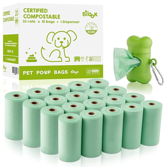 Buy BIOOK 100 Biodegradable Dog Poop Bag with 1 Free Dispenser, Based