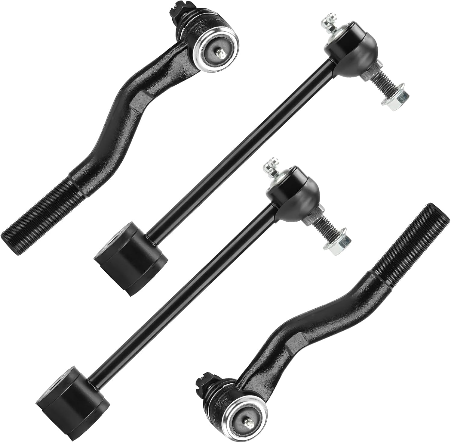 10pc Front Suspension Kit for Jeep Wrangler 2007-2017 for Wrangler JK 2018 Lower & Upper 4 Ball Joints 2 Rear Sway Bars 4 Front and Rear Tie Rods DS300005 ES3624 ES800594 ES800593 K6700 K3185 K3134