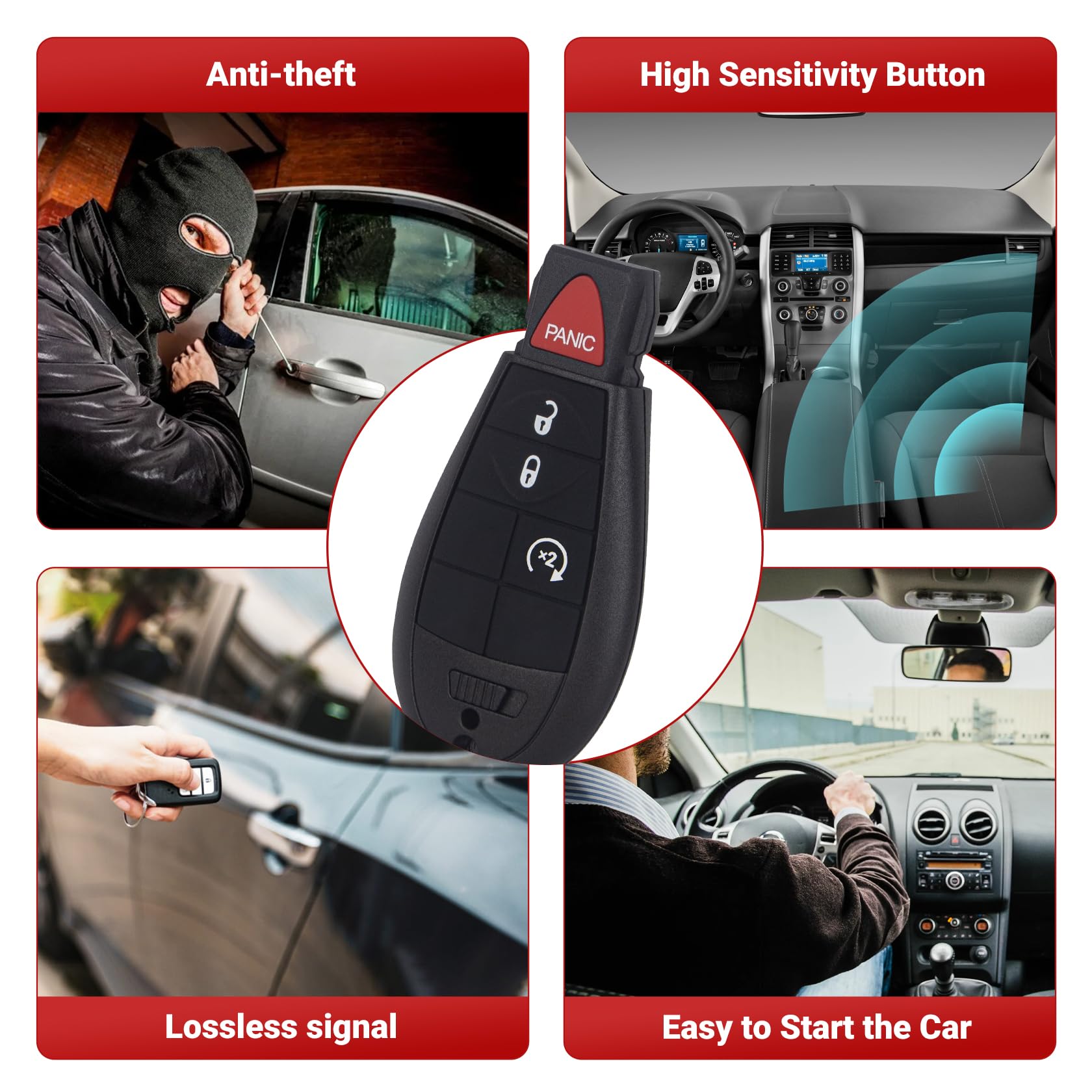 Key Fob Remote Compatible With Dodge, Ram, Jeep, Chrysler - Replacement For 2008-2020 Models - View #2