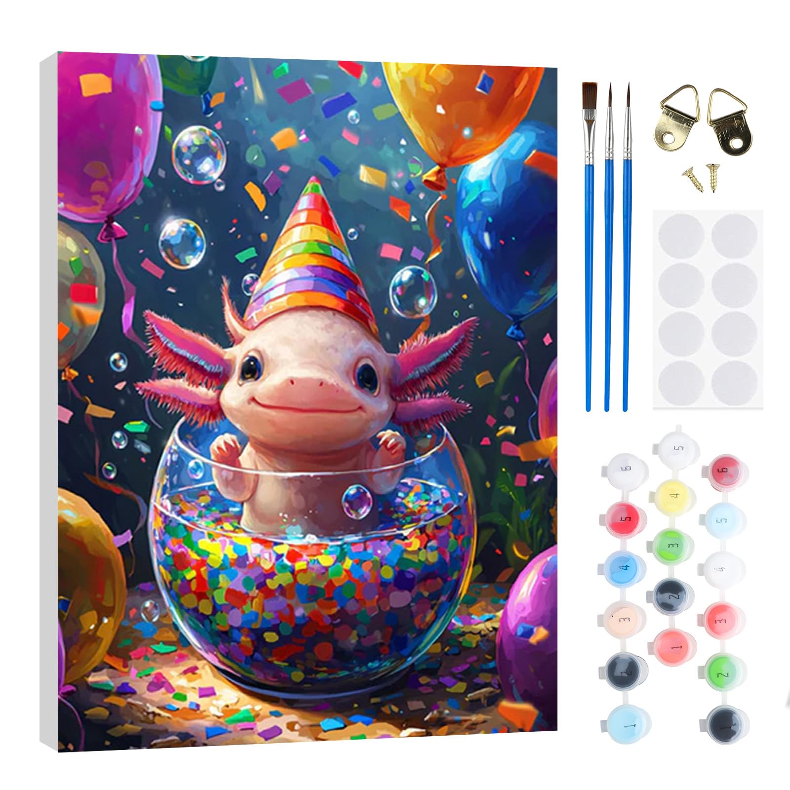 RICUVED Cute Animals Paint by Numbers for Adults Kids–Animals DIY Paint by Numbers Kits with Wooden Framed,Easy Oil Painting Acrylic Pigment Drawing Paintwork Canvas 20x30 cm Home Decor
