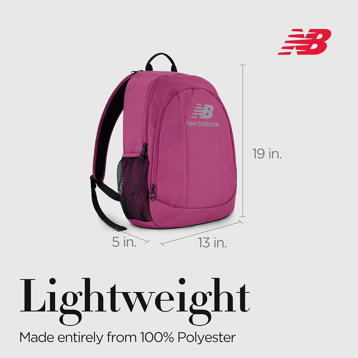 New Balance Laptop Backpack, Commuter Travel Bag for Men and Women, Burgundy, 19 Inch