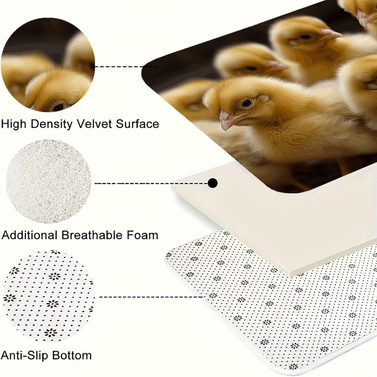 Little Chickens Kitchen Mats for Floor 3 Pcs Kitchen Rugs