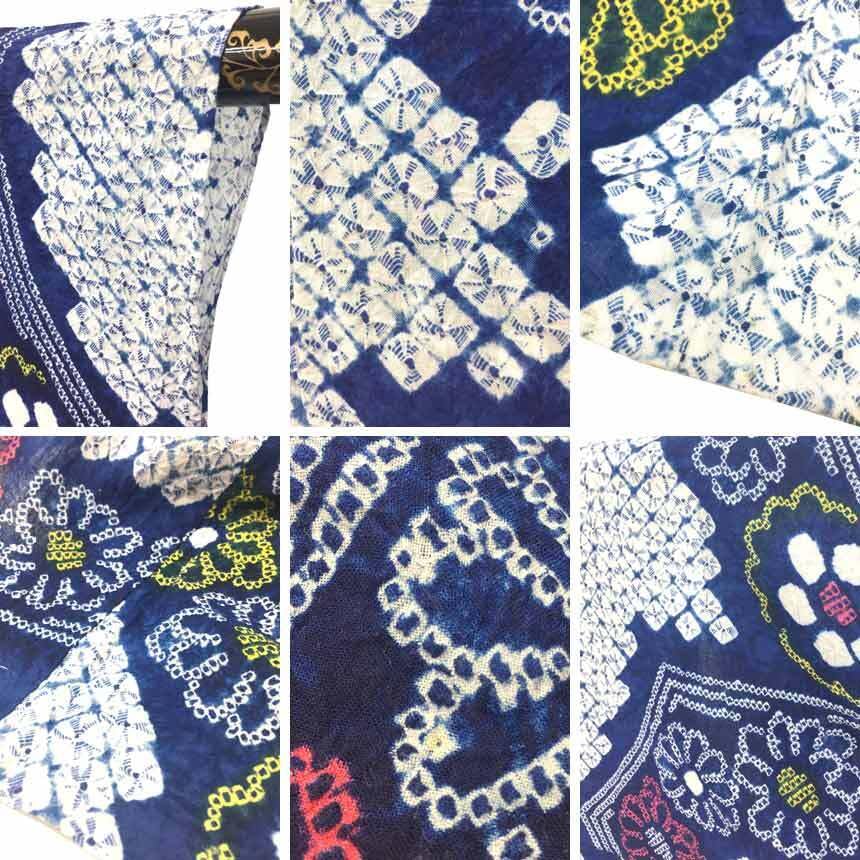 京やI519 絞りの浴衣本藍染めの浴衣有松 鳴海絞り 手縫い 高級浴衣