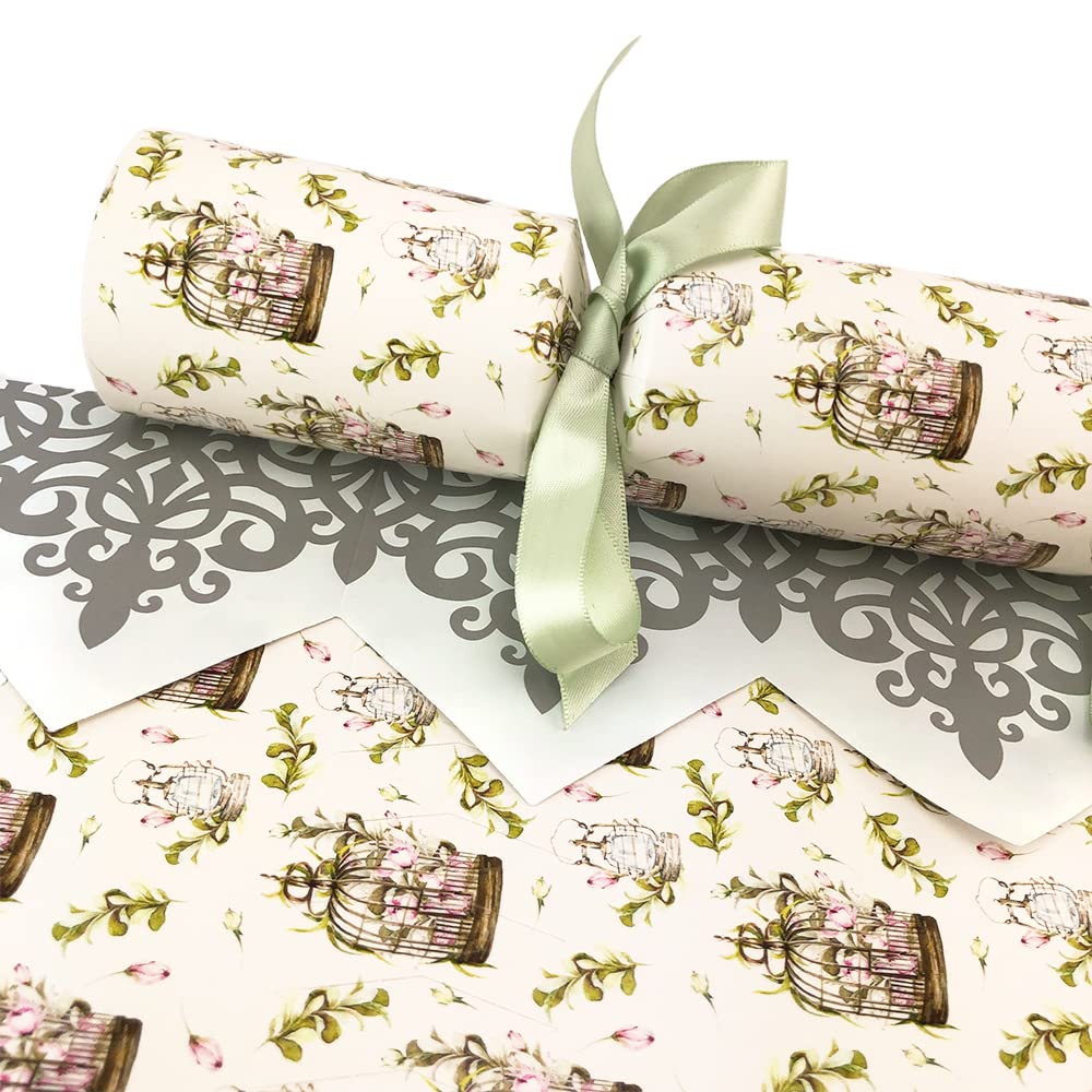 12 Pretty Birdcage Wedding Cracker Making Craft Kit - Sage Green Ribbon