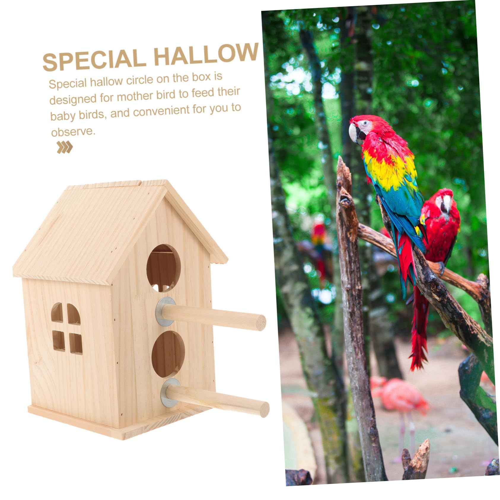 Yardwe Nido per Uccelli Legno Scatola di Allevamento per Piccoli Uccelli Casa Appesa per Nido di Cocorite e Pappagalli Decorazione per Giardino e Balcone Facile da Pulire e Sicura