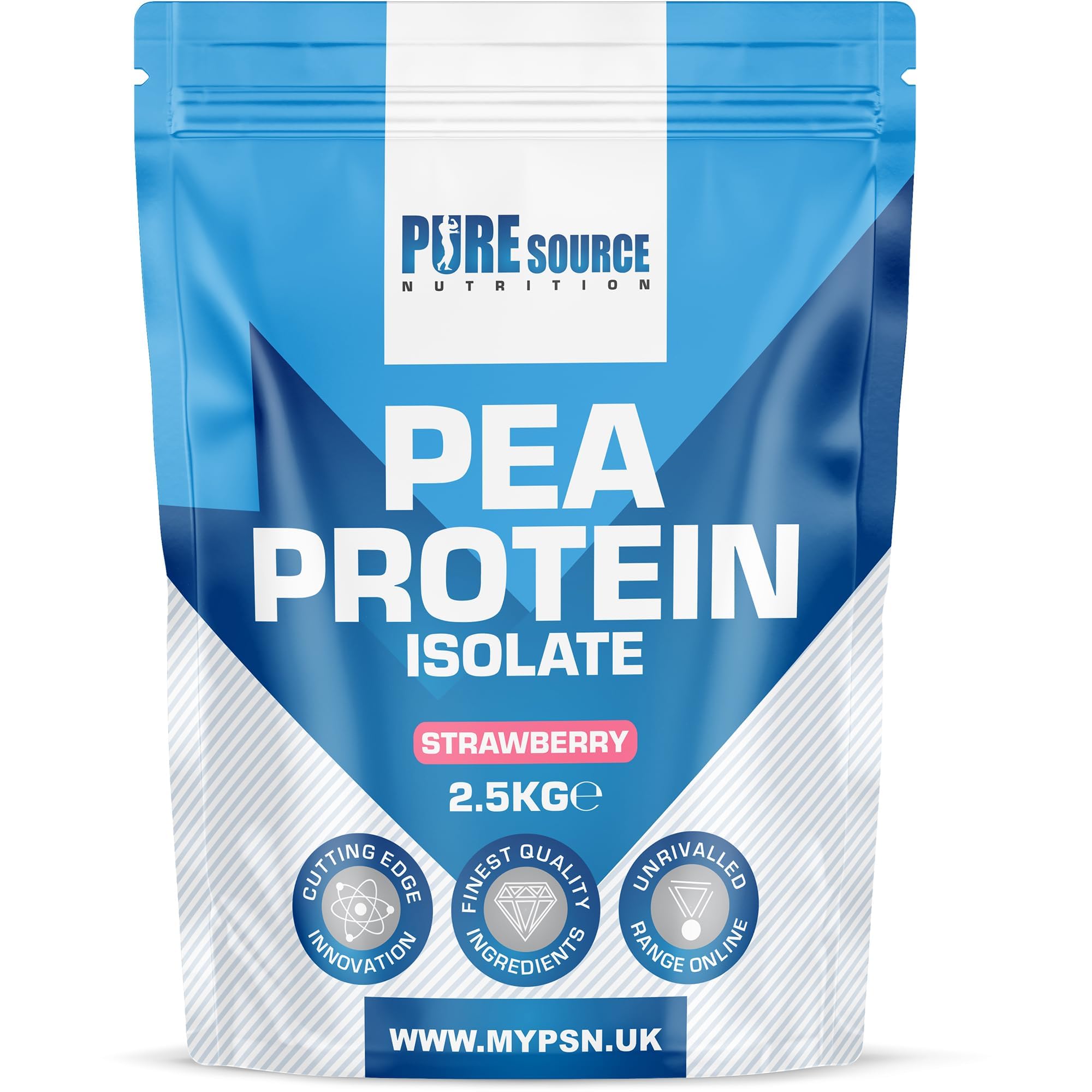 100% Vegan Pea Protein Isolate 2500g 2.5kg Strawberry Vegetarian Protein Powder Shake in Resealable Pouch by PSN