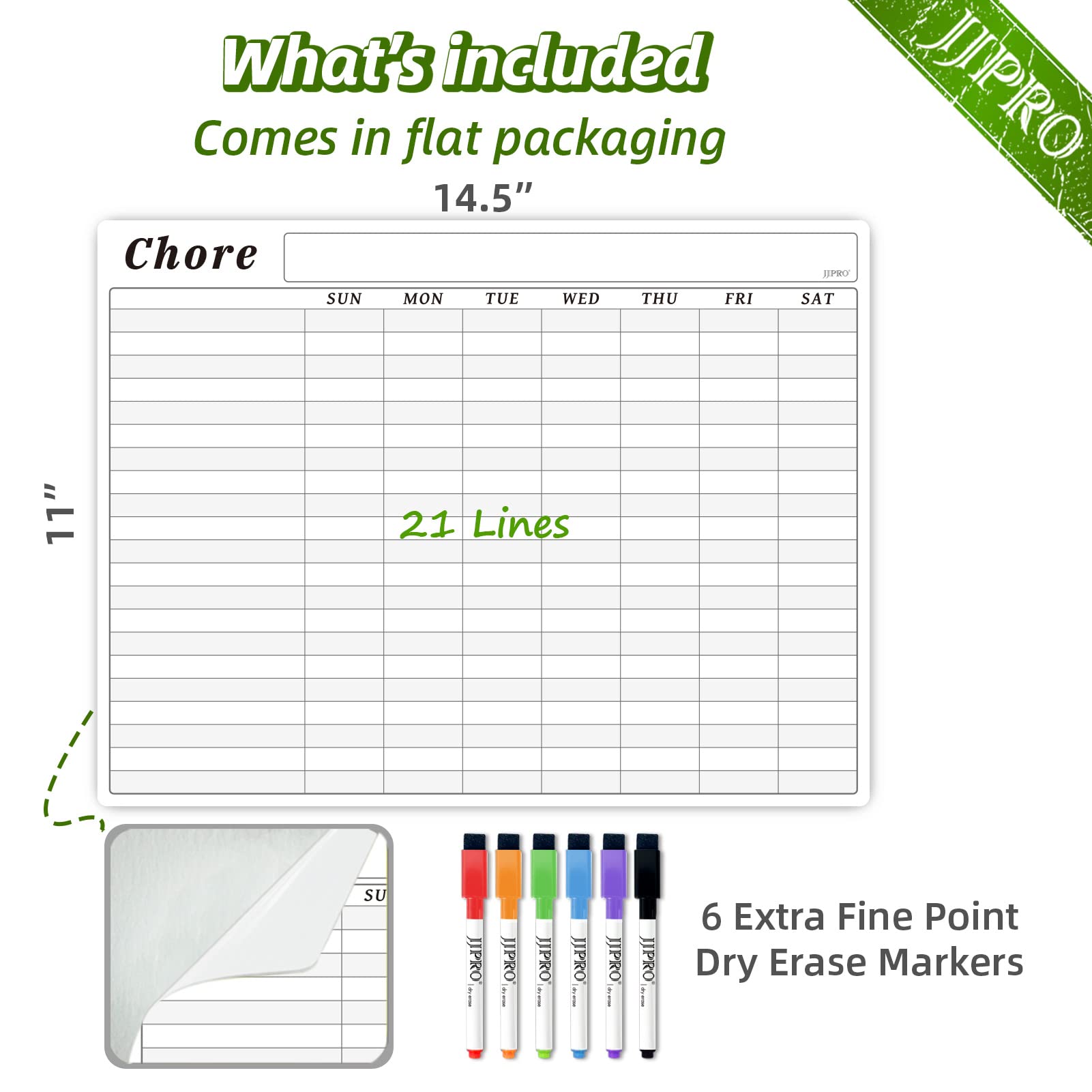 Snapklik.com : JJPRO Chore Chart Whiteboard Clings To All Smooth