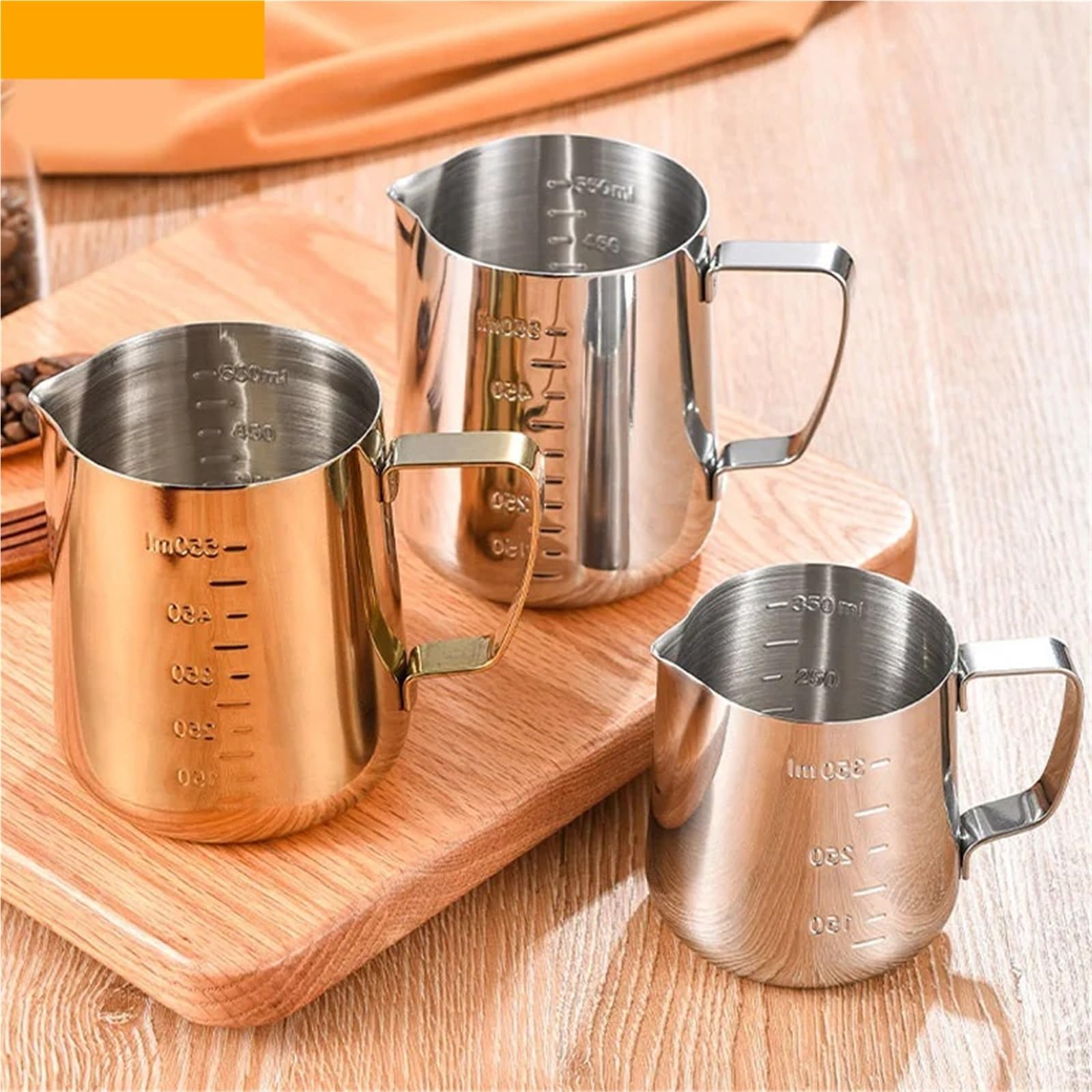 2 uds 350/550ml café expreso tirador flor tazas de leche taza de acero inoxidable tirador taza de flores leche artesanal Latte Art jarra tazón taza(Silver,350ml)
