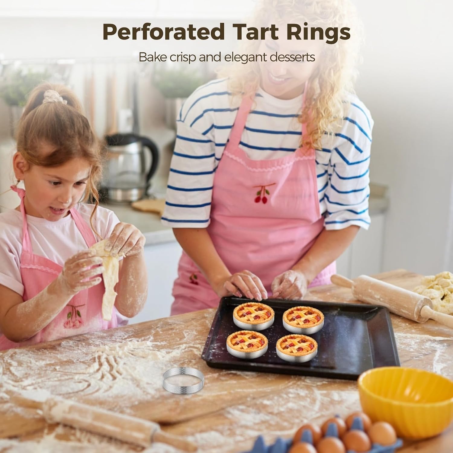 20 Pcs Tart Rings 3.9 X 0.8 in, Round Stainless Steel Tart Rings, English Muffin Ring for Baking, Metal Cake Ring for Mousse and Pastry