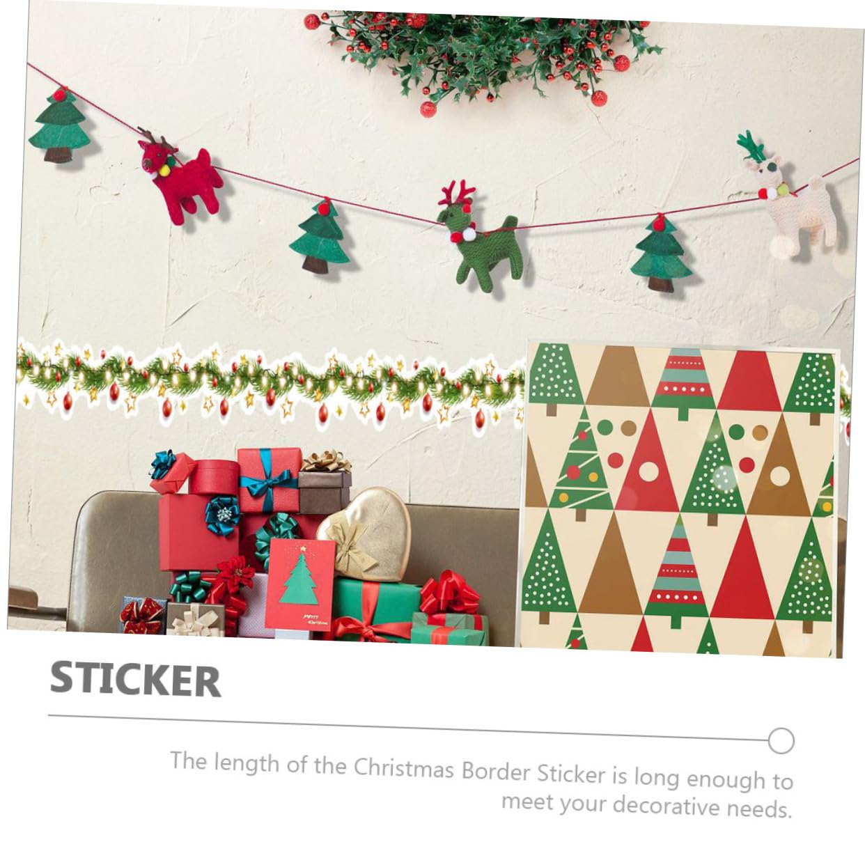 DOITOOL 5 Juegos Pegatinas De Pared Con Forma De Cintura De Flores Tiras De Luces Navideñas Decoraciones Guirnaldas Iluminadas Pegatinas Para Borde De Armario Remolinos 10 hojas * 5