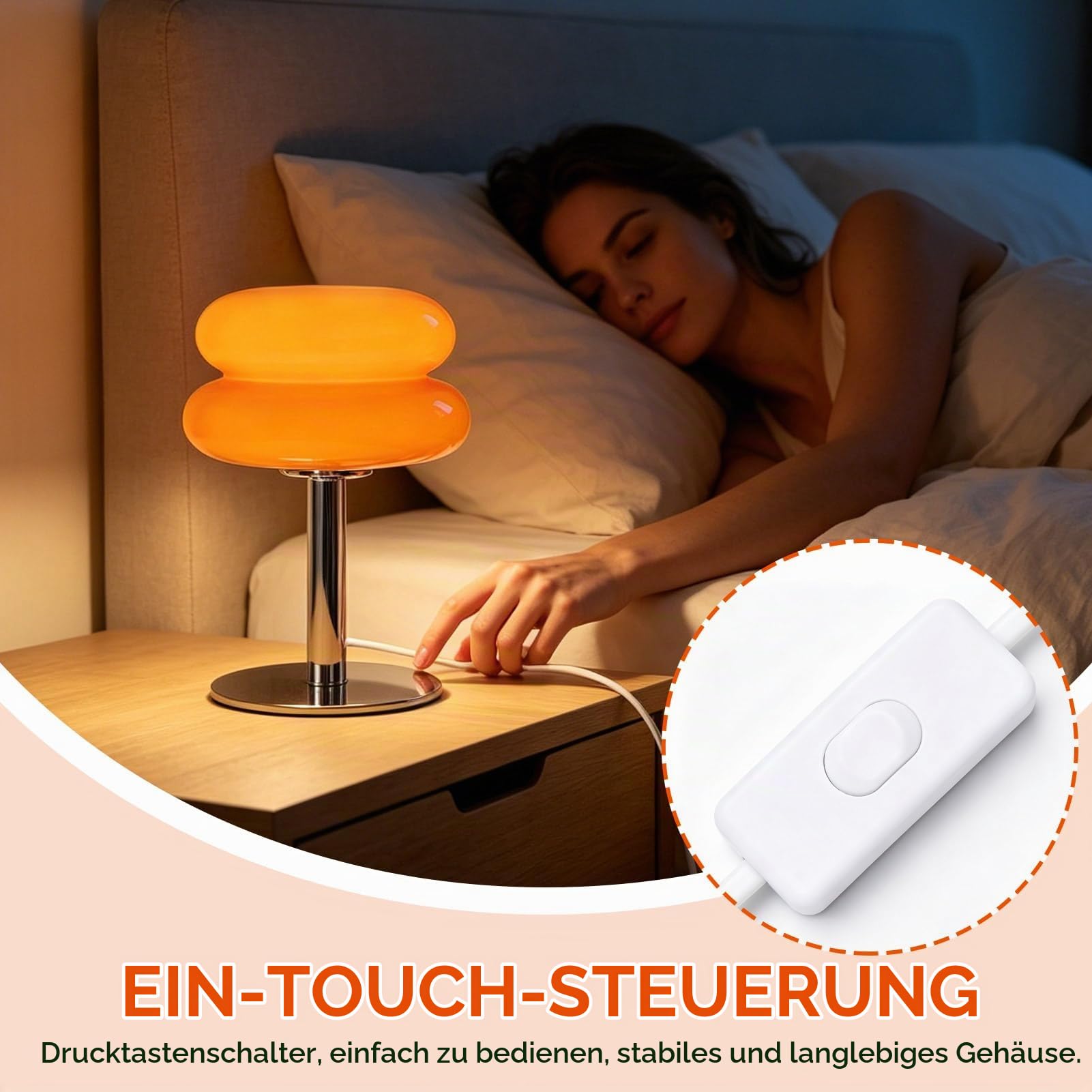 Pilzlampe Tischlampe, 16x29cm/6,3x11,4 Zoll Glas Sanftes Licht Eierkuchen Tischlampe Energieeffizient Niedliche USB Tischleuchte LED Kleine Lampe für Schlafzimmer Wohnzimmer Studentenwohnheim Büro