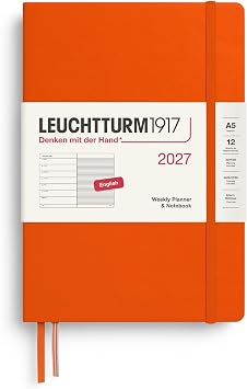 LEUCHTTURM1917 - Weekly Planner & Notebook 2027, Hardcover, Medium A5, Ruled, Pumpkin