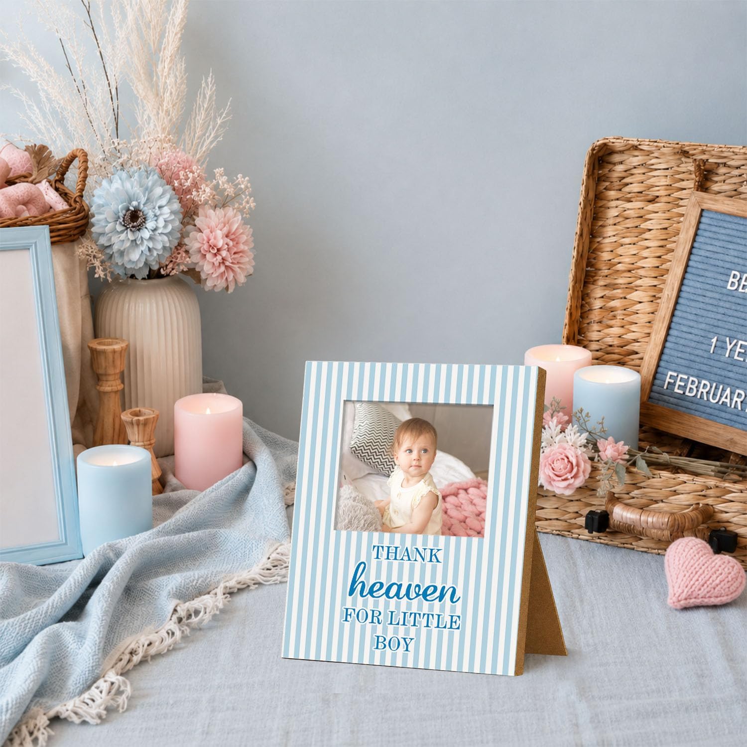 Baby Boy Picture Frame 8x10, Newborn Photo Frame for Nursery Tabletop Decor