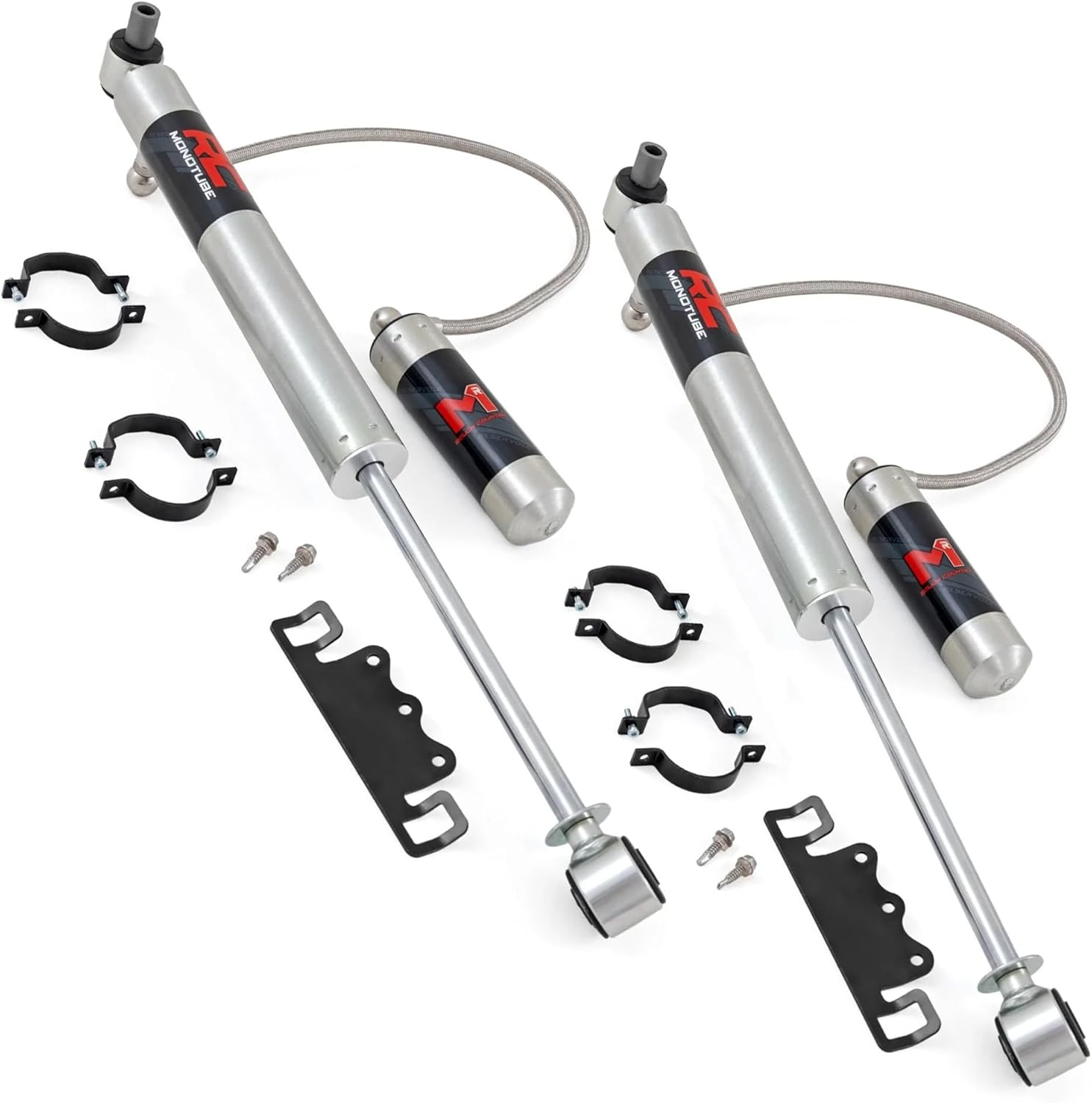 Rough Country M1R Monotube Front Shocks with External Reservoir for Jeep Wrangler JL (2021–2024) w/2-3.5" Lift & Wrangler Unlimited (2018-2025) - 2-Pack