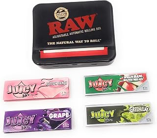 Juicy Jays Flavoured Rolling Paper- Raw Rolling Machine Bundle