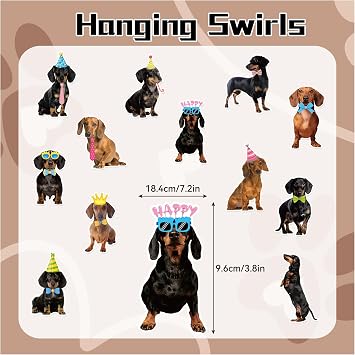 Dachshund Party Decorations Dachshund Birthday Party Supplies Includes Dachshund Banner Dachshund Hanging Swirls for Dachshund Hanging Decorations