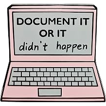 Pink Laptop Document It Or It Didnt Happen Enamel Pin, Funny Lapel Brooch for Backpack, Hat, Clothes