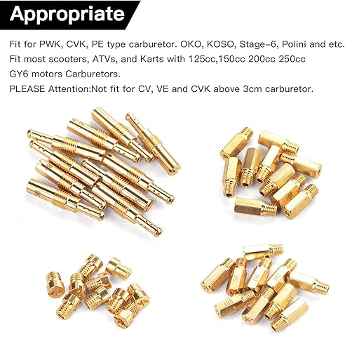 Miniatura 5 de Kit de 40 piezas de carburador principal de chorro lento, incluye 30 chorros principales y 10 chorro de piloto lento para PWK Keihin OKO CVK Crab,