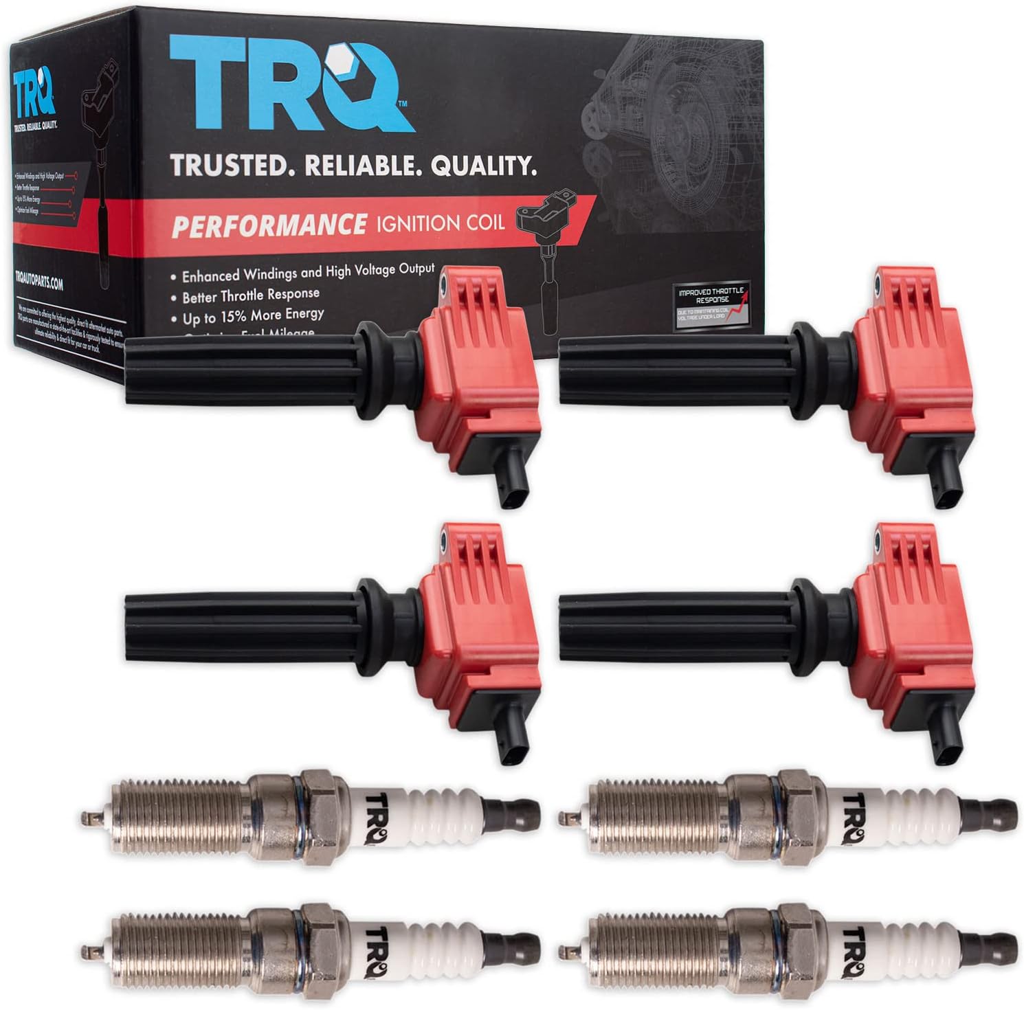 TRQ Performance Ignition Coils & Spark Plugs Kit Fits 1219