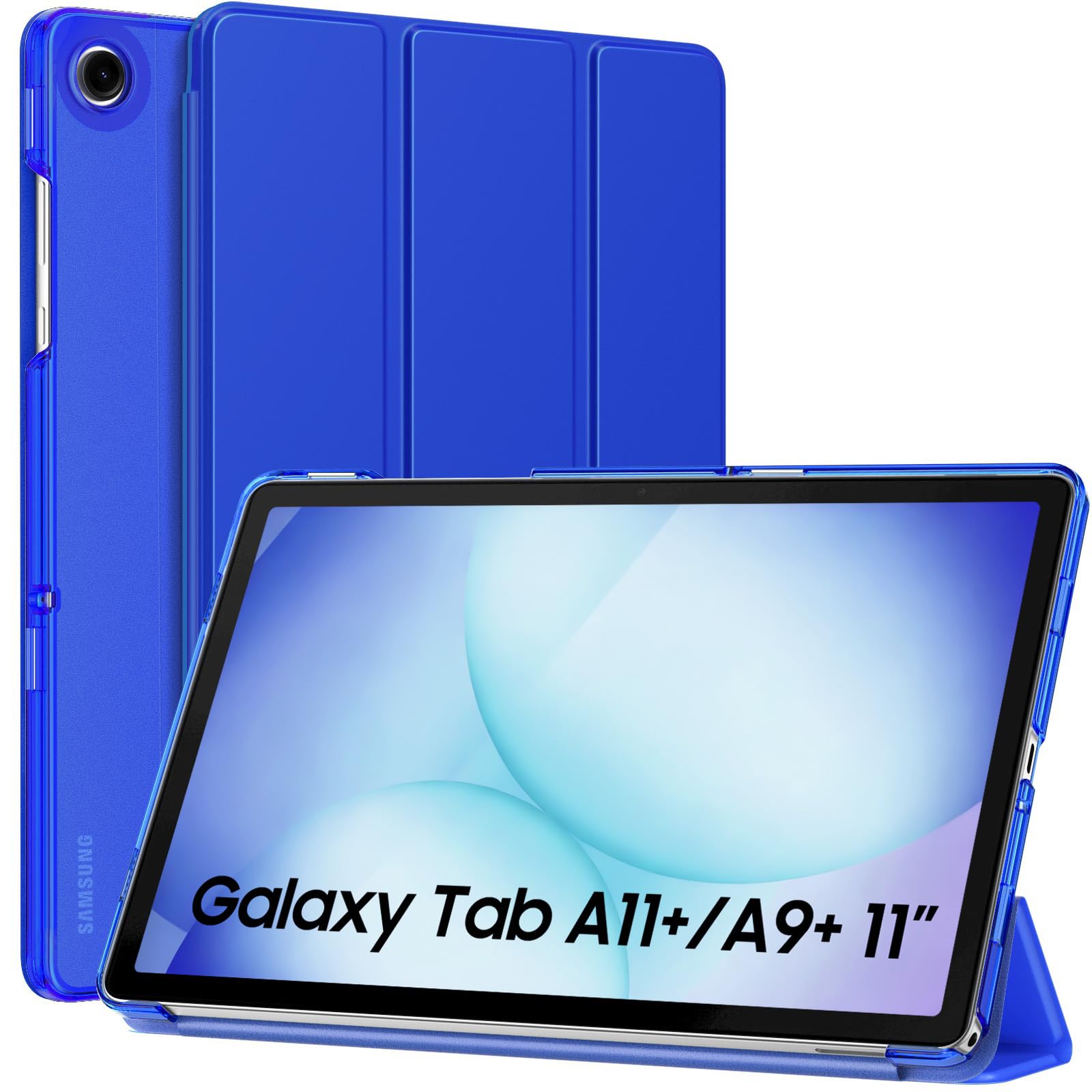 MoKo Slim Case for Samsung Galaxy Tab A11+ Plus/ A9+ Plus 11 Inch | Smart Stand Hard PC Translucent Back Shell Cover for Galaxy Tab A11+/A9+ Tablet, Auto Sleep/Wake, Klein Blue