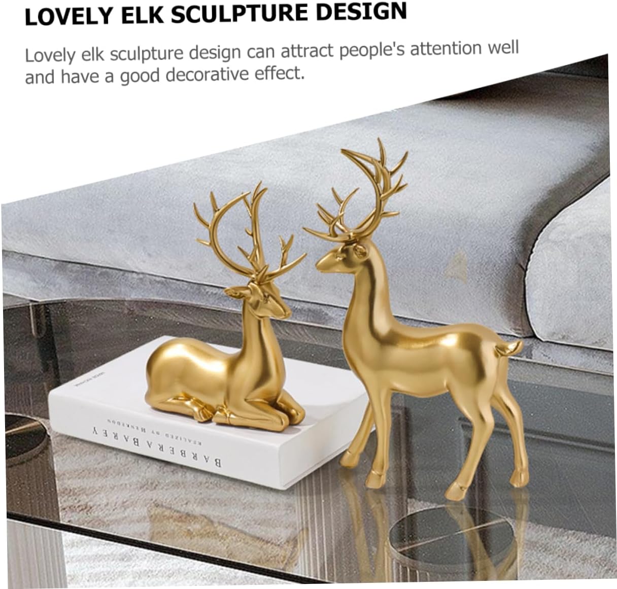 Levemolo Elk Christmas Figurine Set Resin Elk Ornaments Xmas Desktop Decorations