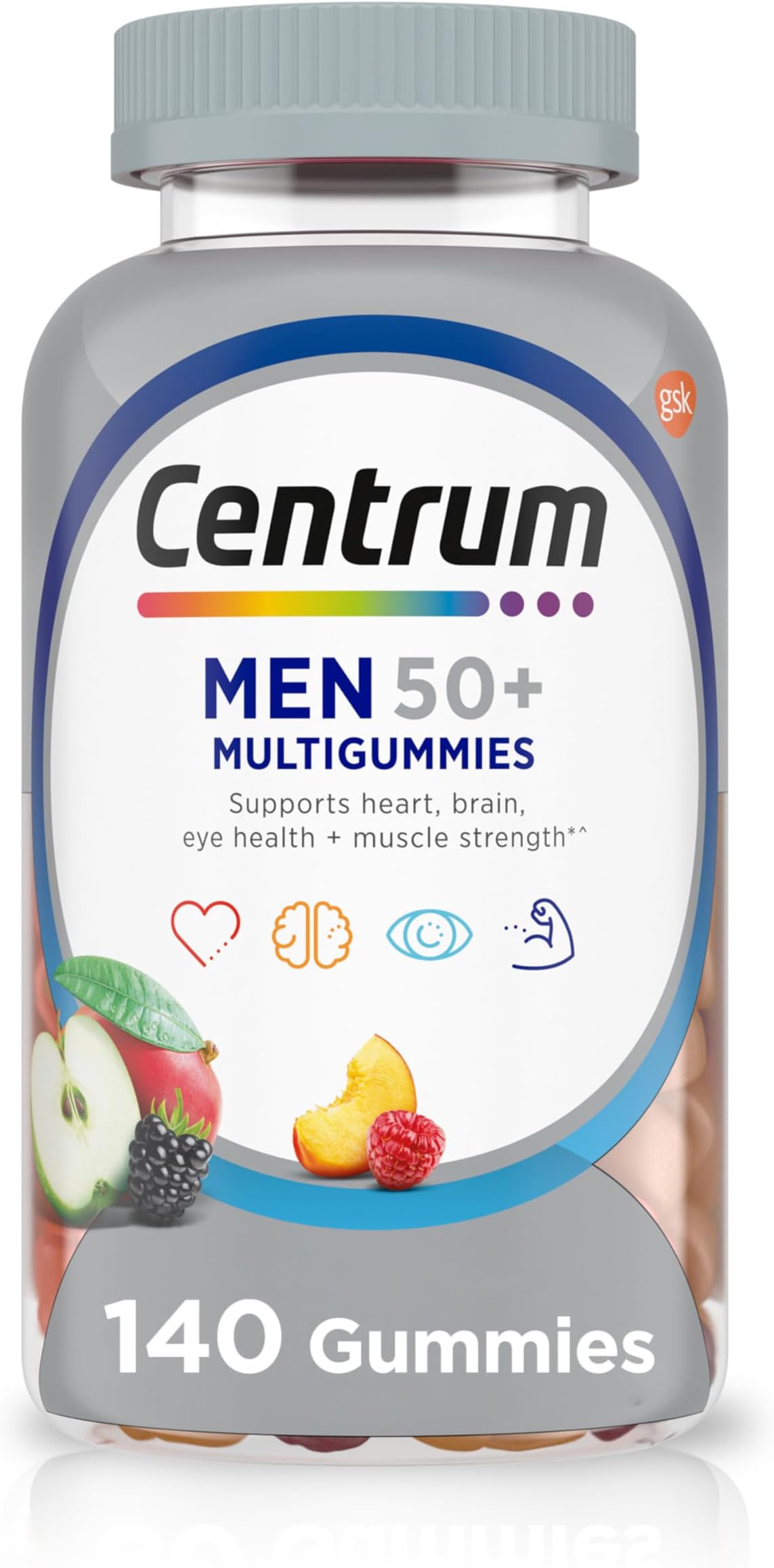 MultiGummies for Men 50 Plus, Multivitamin/Multimineral Supplement with Vitamins D3, E, B6, and B12, Assorted Fruit Flavor - 140 Count