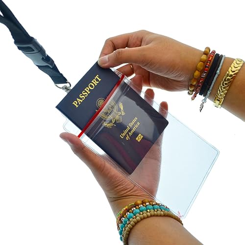 Miniatura 9 de Soportes para pasaportes  Paquete de 2  Mangas resellables resistentes al agua y al desgarro y cordón de alta calidad  Inserto de 4 x 6 para