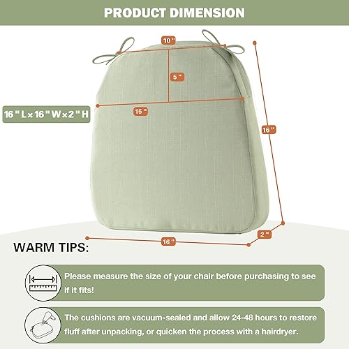 Miniatura 3 de Battilo - Cojines para sillas de comedor con lazos, almohadilla para silla de cocina para interiores y exteriores con respaldo antideslizante, cojín