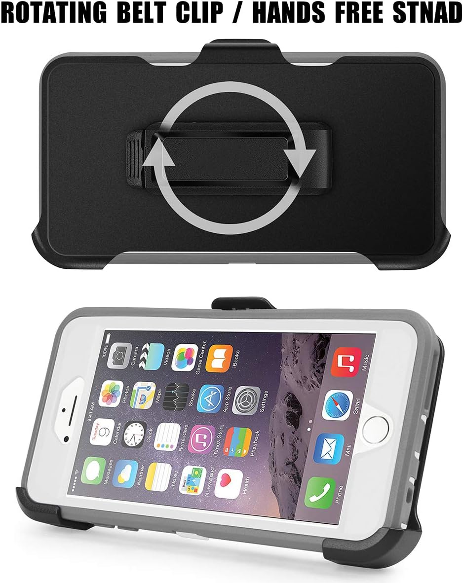 AICase iPhone 6 Plus Case,iPhone 6S Plus Case,[Heavy Duty] [Full Body] Built-in Screen Protector Tough 4 in 1 Rugged Shockproof Cover for Apple iPhone 6 Plus / 6S Plus（Grey/White）