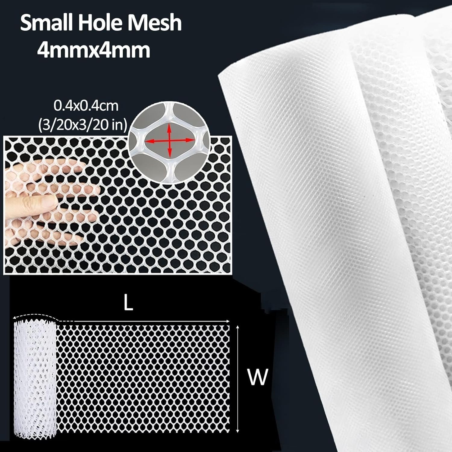 White Plastic Fence Netting for Garden Balcony Stairway & Chicken CoopWaterproof Safety Net for Kids & Pets 4mm Mesh 1.5x20m (5x65.6ft)