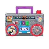 Fisher-Price Riu i Aprèn Radiocasset de joguina amb sons, regal per a bebès +6 mesos (Mattel GYB98), Español