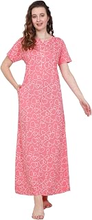 GLAMORAS Hosiery Cotton Nighty Gown for Women | Regular, Printed & Full Length Maxi Night Gown | Night Wear Nighties for W... Price In India