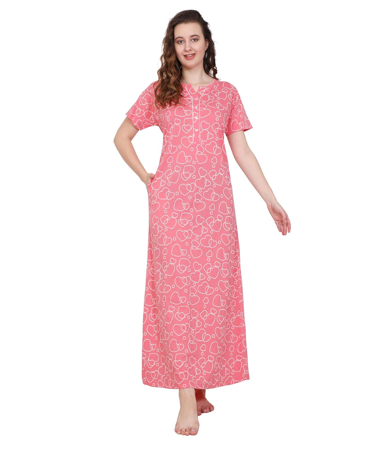 GLAMORAS Hosiery Cotton Nighty Gown for Women | Regular, Printed & Full Length Maxi Night Gown | Night Wear Nighties for W...