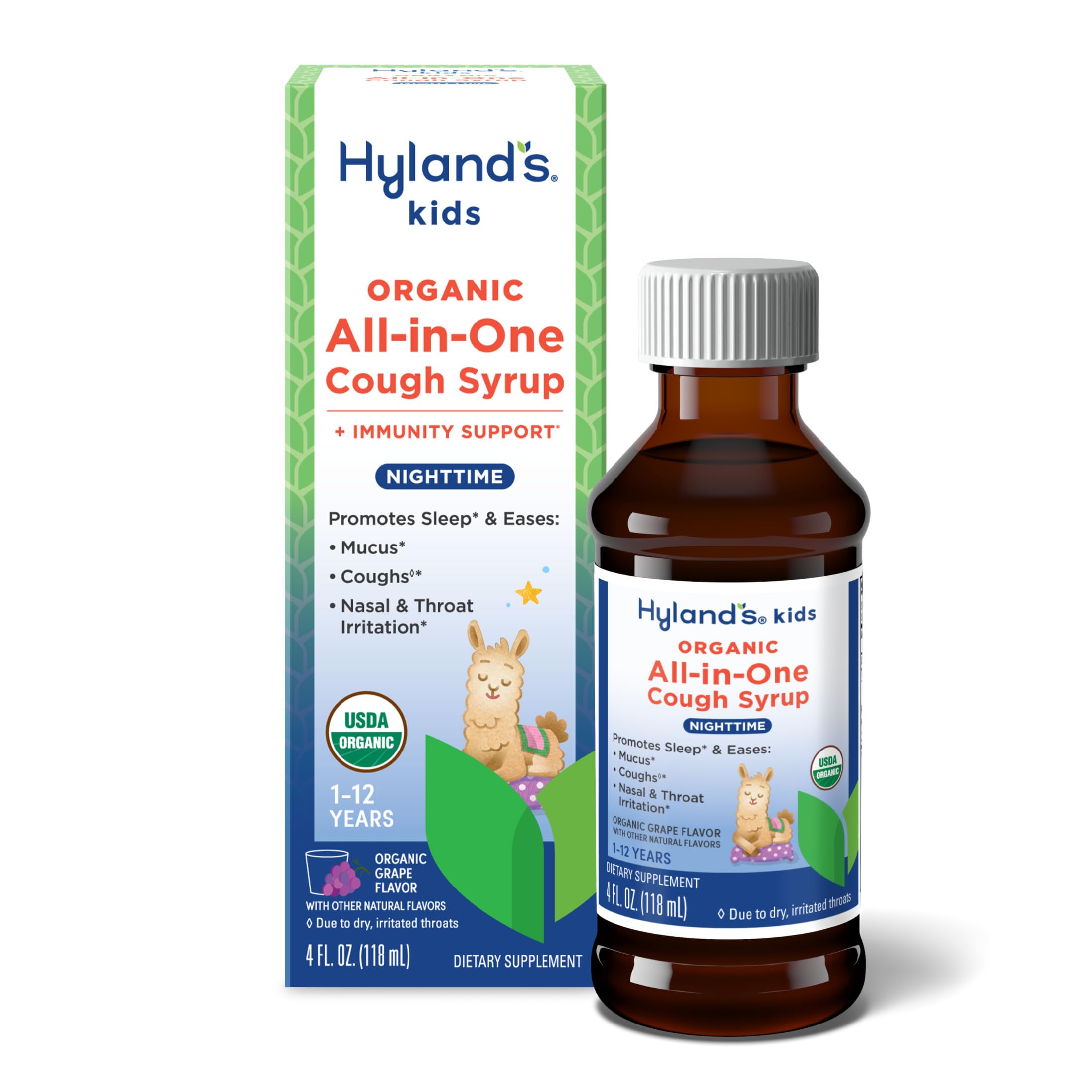 Hyland's Kids Organic All in One Cough Syrup Nighttime - GrapeUSDA Organic