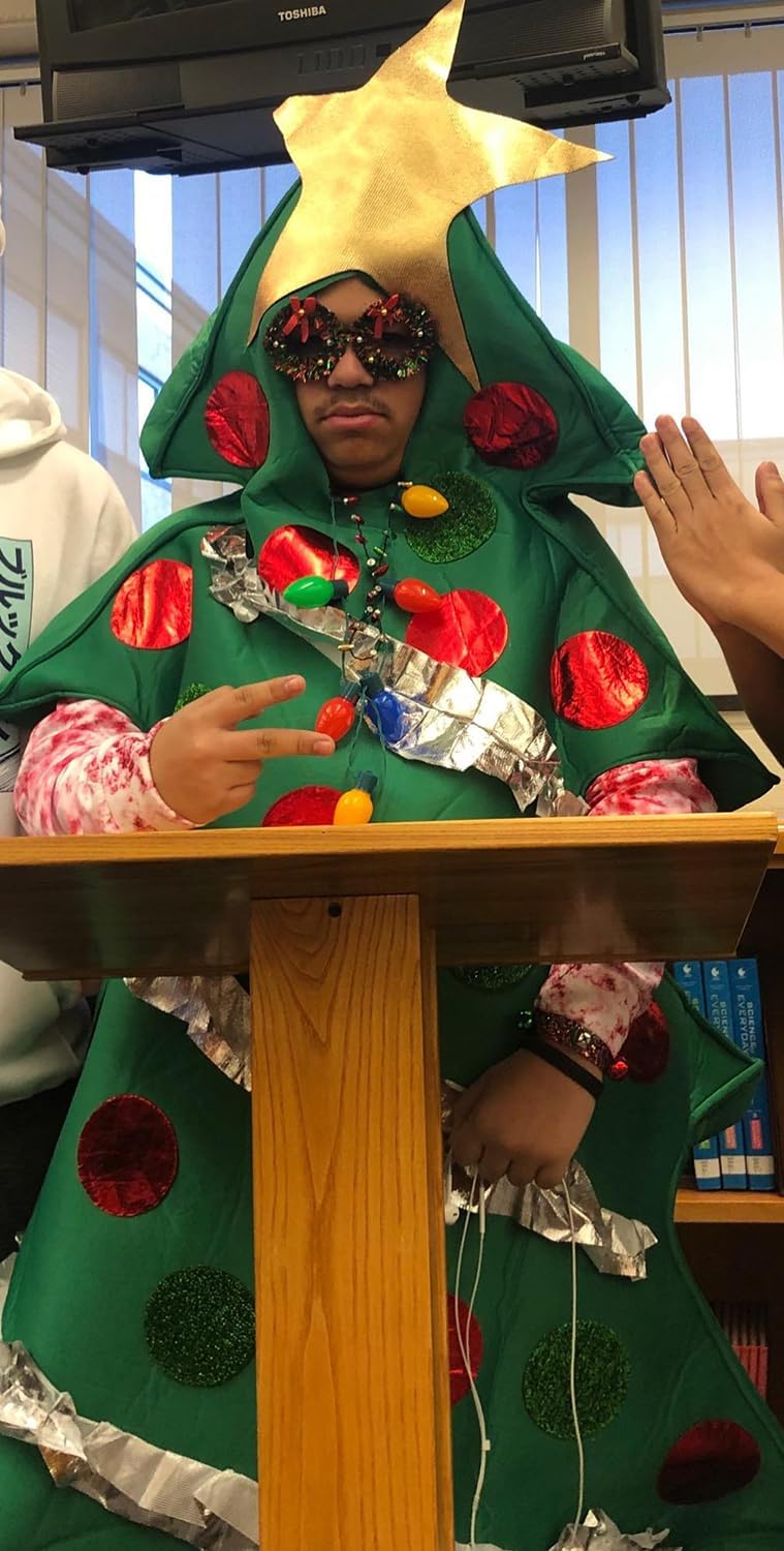 Dacnod Christmas Tree Costume Women,Christmas Tree Dress Onesie Set with Shoe Covers for Woman Cosplay - Image 7