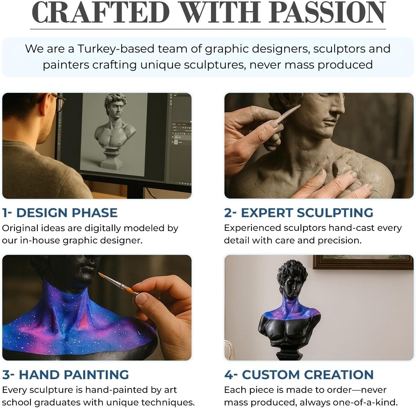 Augustus Roman Emperor Pop Art Sculpture - Handmade Large Abstract Roman Greek Statue, Hand Painted Graffiti Design Urban Street Art Bust for Modern Home Table Shelf Decor - Original Artwork