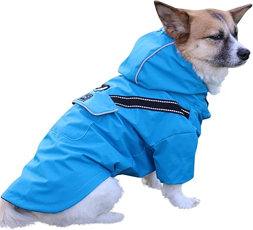 JoyDaog Chaqueta de Lluvia Premium para Perros con Capucha para Perros Medianos, Chaqueta de Lluvia Impermeable para Deportes al Aire Libre,