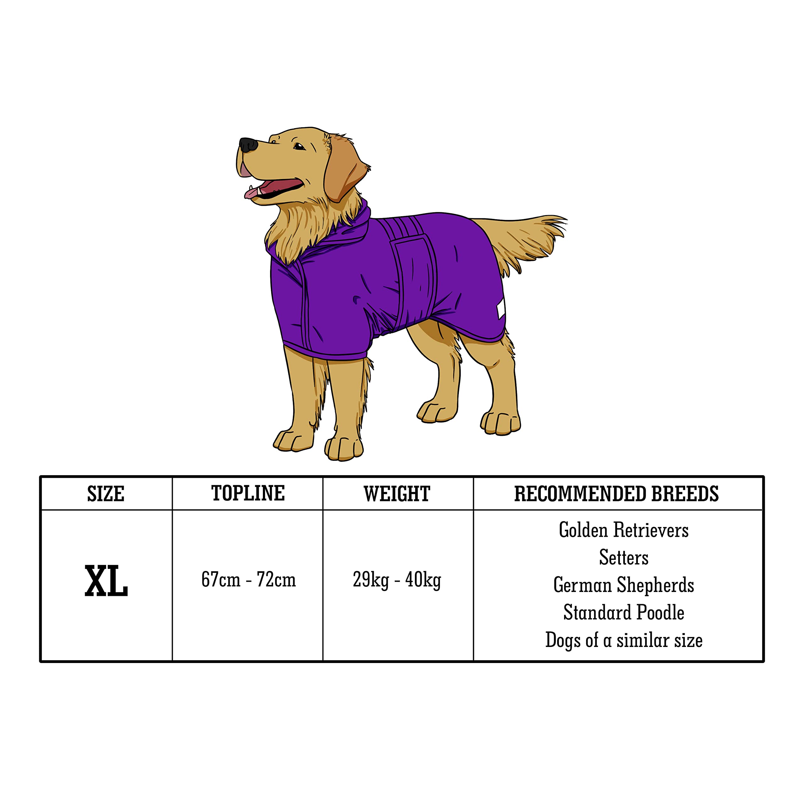 Manteau de séchage pour chien - Serviette de séchage rapide double couche en microfibre pour chien - Col et taille réglables (XL, chiné)