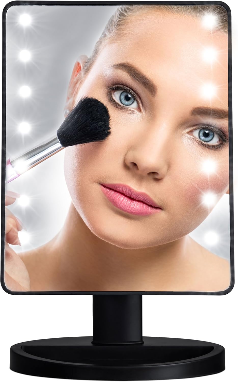 Dressing Table Makeup Mirror with Lights - 10.7 inches Dimmable Led Touch Screen Makeup Mirror as Portable Natural Daylight Lighted Make Up Mirror Battery Operated Idea for Every Woman