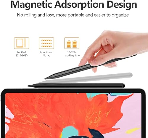 Miniatura 3 de tesha Lápiz de 2 generación para iPad 2018-2024, carga rápida de 0.5H, sensibilidad de inclinación, lápiz capacitivo de rechazo de palma para iPad