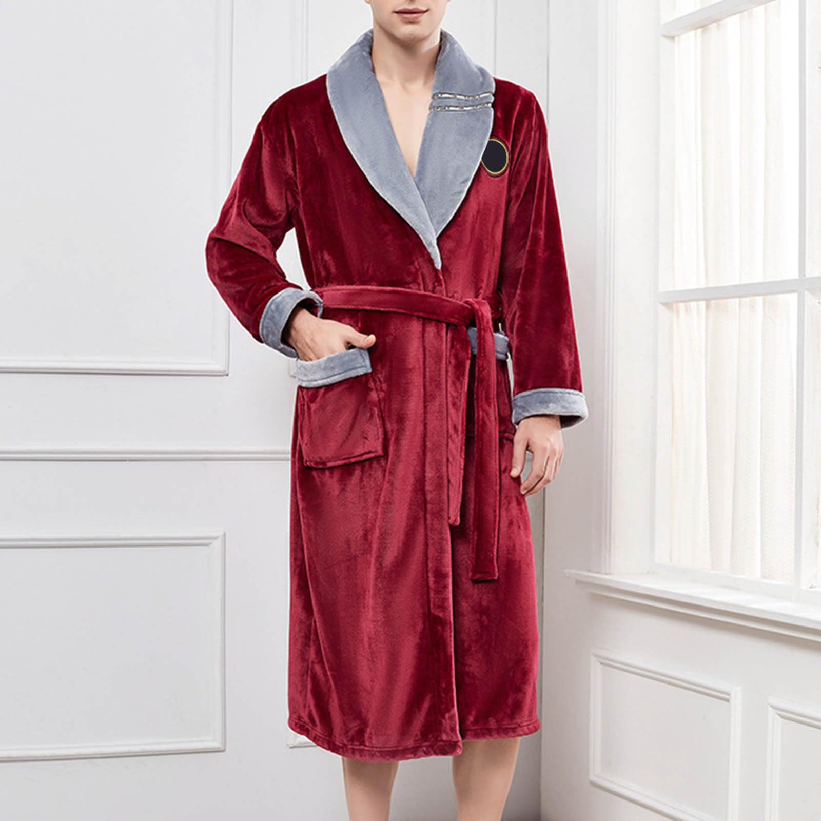 Accappatoio Uomo Spugna Leggera, Accappatoio Unisex da Donna E Uomo Accappatoio Uomo Cotone Morbido Leggero Assorbente Accappatoio Rapida Asciugatura Tasche Accappatoio da Bagno Uomo Kimono Uomo
