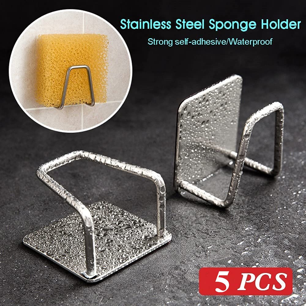 Soporte Para Esponja De Acero Inoxidable Con Ventosa | Organizador De Fregadero | Cesta Plateada Con Cubo | Fácil De Instalar