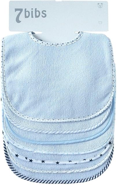 Baby Boys Girls Double Layer of Cotton Bandana Drool Soft Absorbent Drooling Bibs (7 Pieces) (Blue)